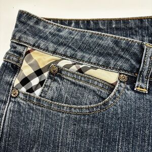 Burberry London Bootcut Blue Jeans Women’s Size 14 Medium Wash Nova Check Detail
